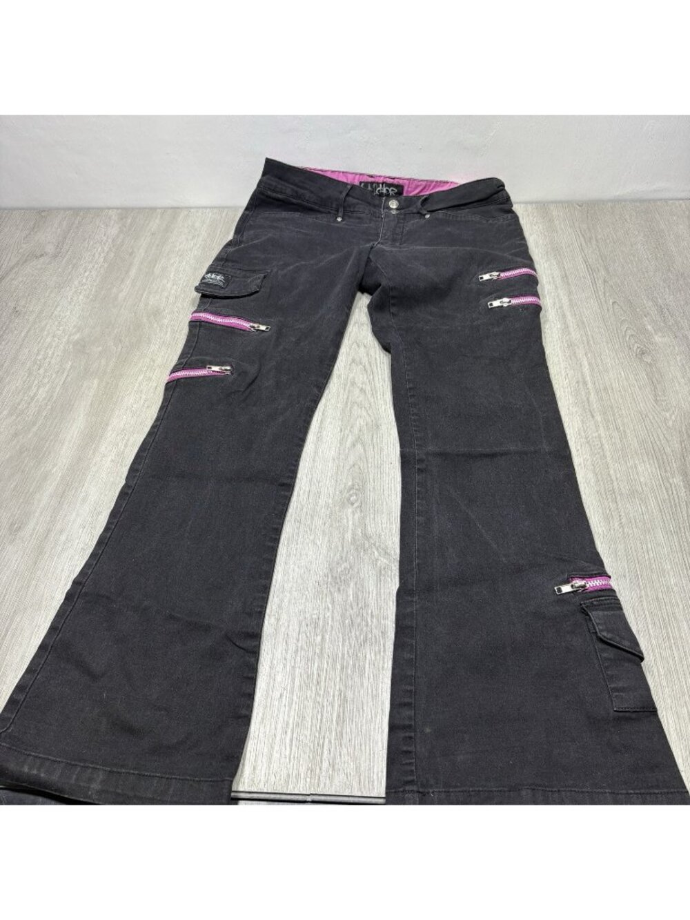Chor Women's Black Pink Gothic Punk Pants Zipper Size 9